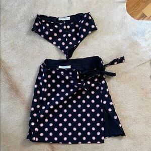 Miu Miu Y2K CASINO chip Black Two-Piece Logo Skirt Set
